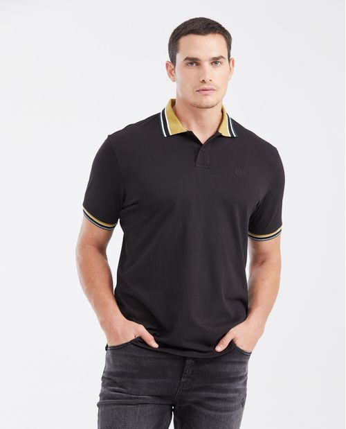 Camiseta Polo Classic Fit con Cuello y Puños con Línea en Contraste para Hombre