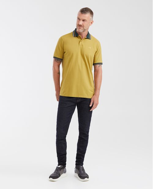 Camiseta Polo Classic Fit con Cuello y Puños con Línea en Contraste para Hombre
