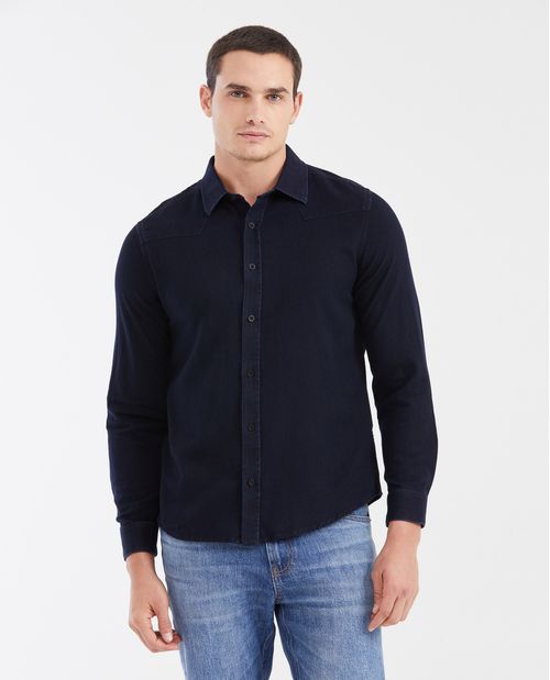 Camisa Slim Fit Manga Larga con Cortes Western para Hombre