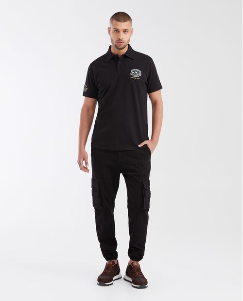 Polo Masculino de Manga Corta en Algodón con Elastano