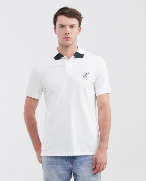 Camiseta Polo Slim Fit con Cuello en Bloque de Color para Hombre