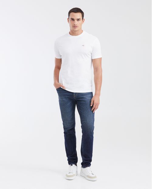 Jean Súper Slim Fit Tiro Bajo Bota Super Slim Azul Oscuro para Hombre