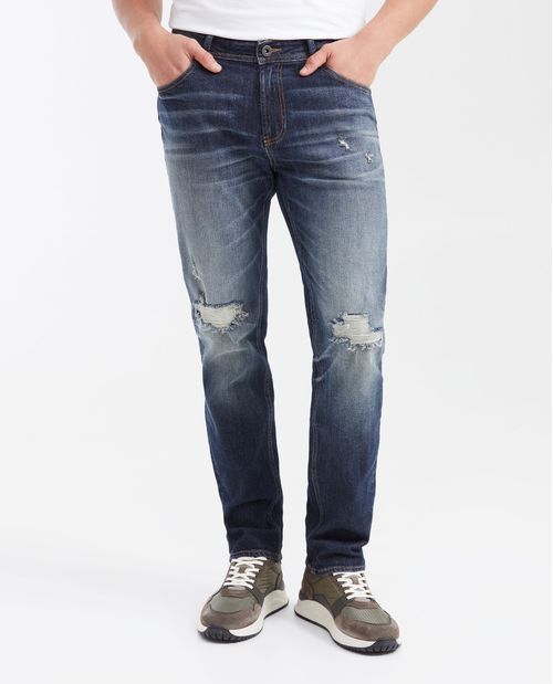 Jean Straight Fit Tiro Medio Boot Cut Azul Ultra Oscuro para Hombre