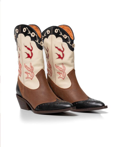 Botas Texana de Caña Baja en Cuero para Mujer