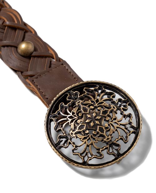 Cinturón en Cuero con Aplicaciones Metálicas para Mujer