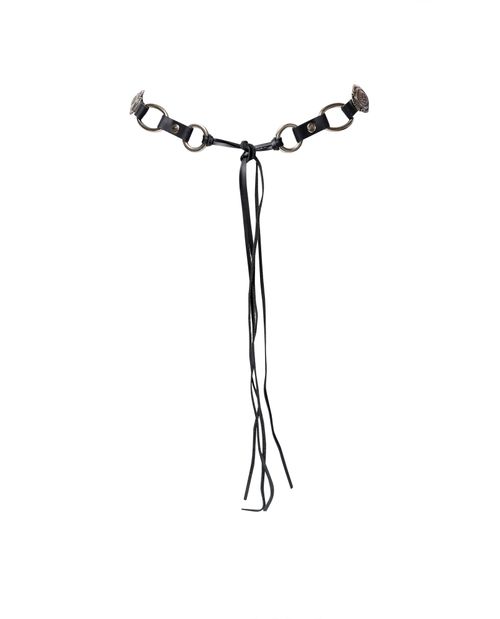 Cinturón Delgado en Cuero con Argollas Metálicas para Mujer