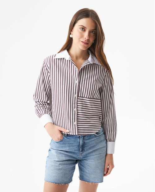 Camisa Silueta Recta Cropped para Mujer