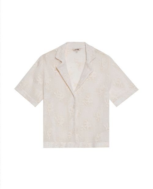 Camisa con Crochet Silueta Recta para Mujer