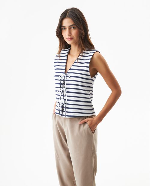 Camisa Silueta Recta con Escote V para Mujer