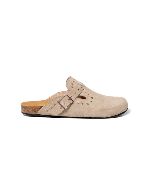 Zuecos en Cuero Silueta Redondeada para Mujer