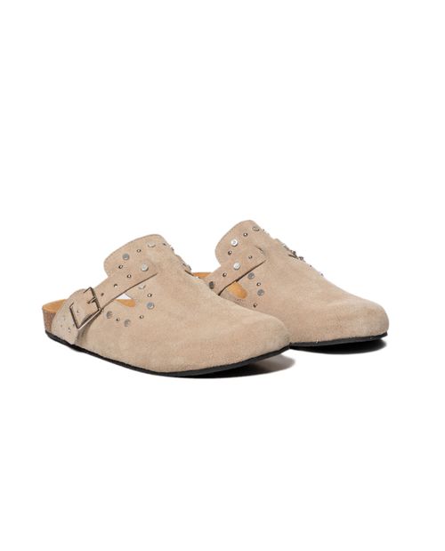 Zuecos en Cuero Silueta Redondeada para Mujer