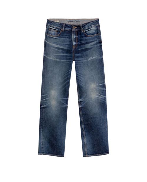 Jean Boy Fit Heritage Tiro Medio para Mujer en Algodón y Poliéster, Reluciente