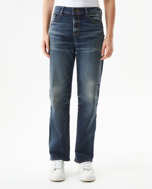 Jean Boy Fit Heritage Tiro Medio para Mujer en Algodón y Poliéster, Reluciente