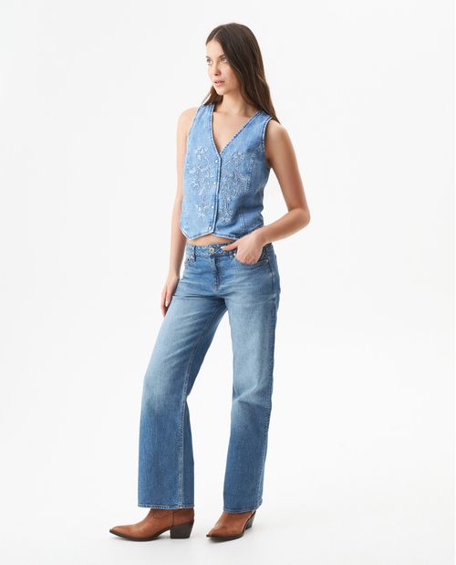 Jean Rusty Tiro Bajo para Mujer en Mezcla de Algodón y Tencel, Navegante