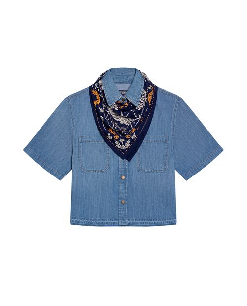 Camisa Manga Corta en Denim para Mujer