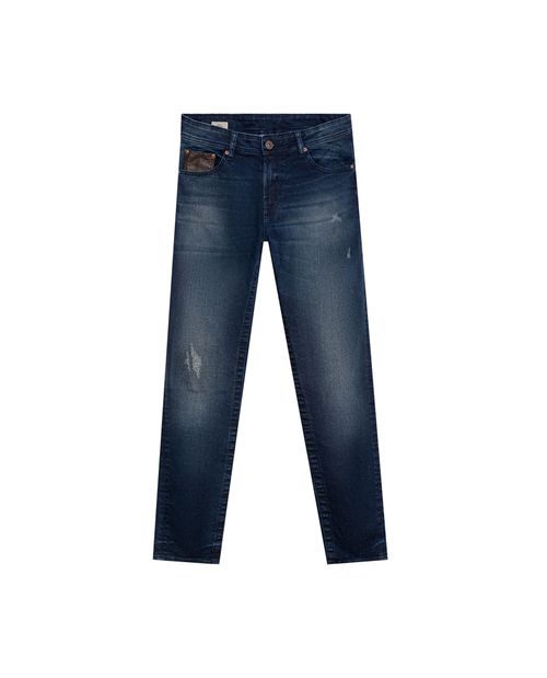 Jean Famous Skinny Fit Tiro Medio para Hombre en Algodón, Corriente