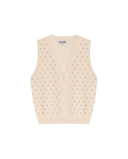 Chaleco Tejido Estilo Boho con Detalles Metálicos para Mujer