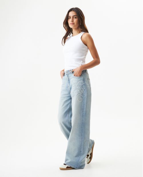 Jean Special Fit Wide Leg Tiro Súper Alto para Mujer en Mezcla de Algodón y Tencel, Luminoso