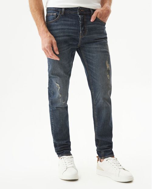 Jean Rider Skinny Fit Tiro Bajo para Hombre en Algodón, Índigo