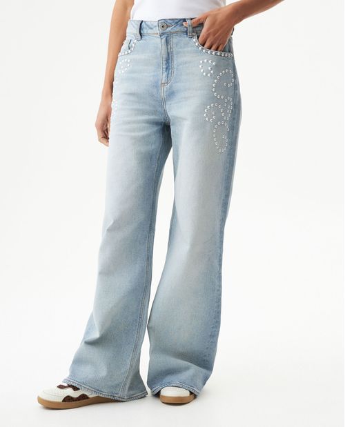 Jean Special Fit Wide Leg Tiro Súper Alto para Mujer en Mezcla de Algodón y Tencel, Luminoso