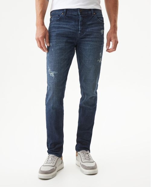 Jean Rider Skinny Fit Tiro Bajo para Hombre en Algodón, Brillante
