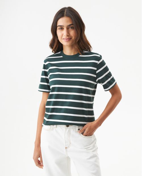 Camiseta de Rayas Manga Corta para Mujer