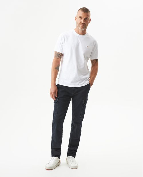 Pantalón Chino Slim Cargo para Hombre Tiro Medio en Algodón, Coordenadas