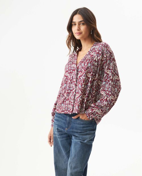 Camisa Silueta Amplia Manga Larga para Mujer