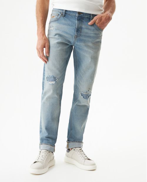 Jean Morrison Slim Fit para Hombre Tiro Medio en Algodón, Marino