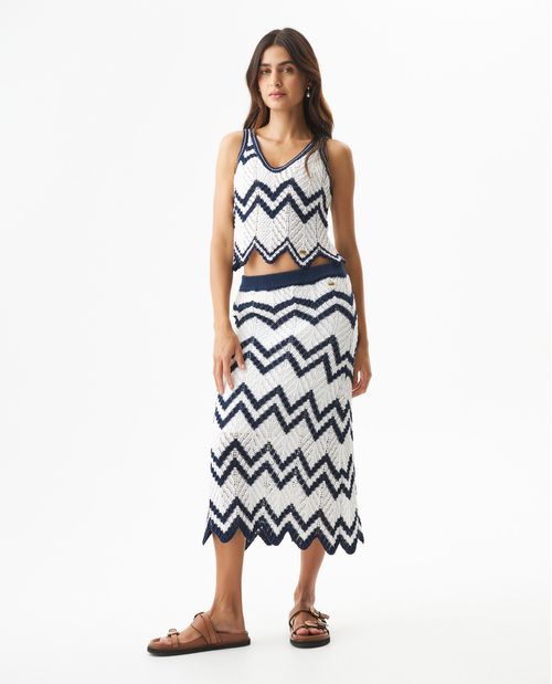 Falda Midi Tejida Tipo Crochet en Set de 2 Piezas para Mujer