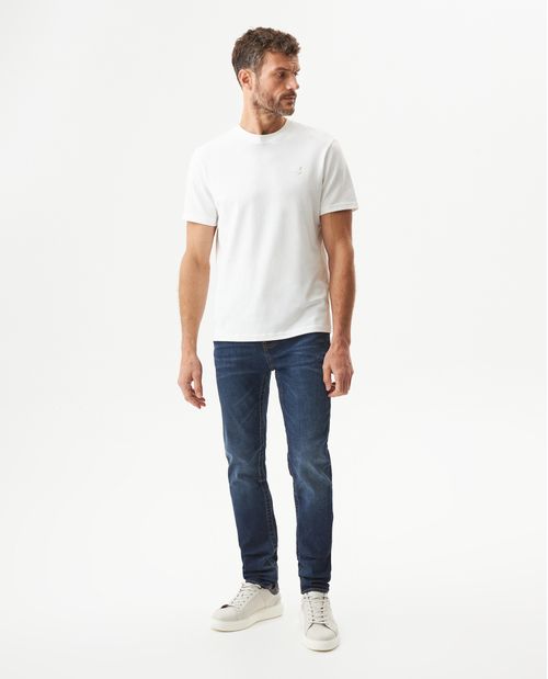 Jean Famous Skinny Fit Tiro Medio para Hombre en Algodón y Poliéster Reciclado, Naútico