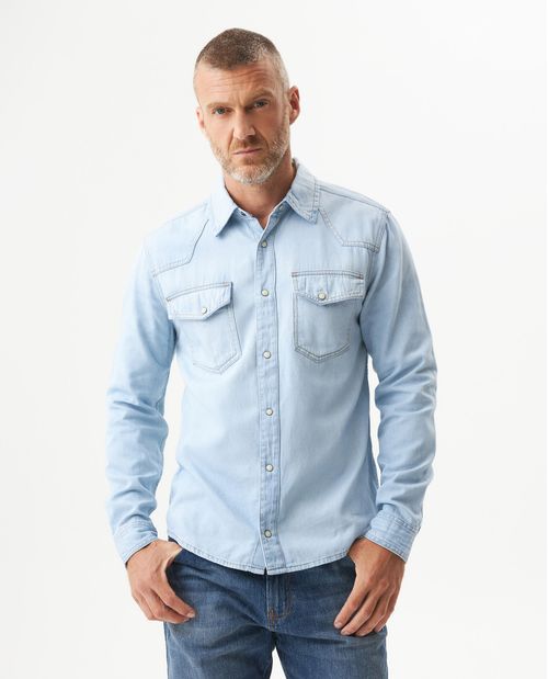 Camisa Manga Larga en Denim para Hombre
