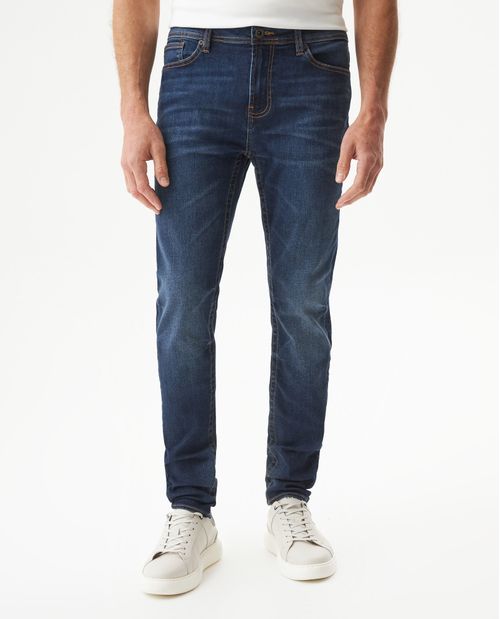 Jean Famous Skinny Fit Tiro Medio para Hombre en Algodón y Poliéster Reciclado, Naútico