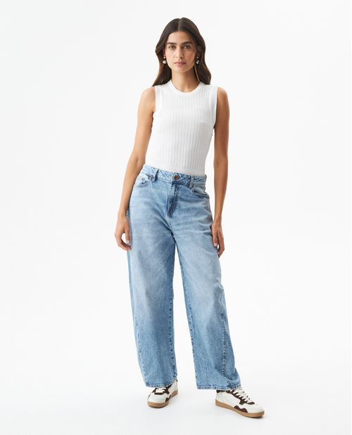 Jean Special Fit Ballon Tiro Alto para Mujer en Mezcla de Algodón y Tencel, Refinado