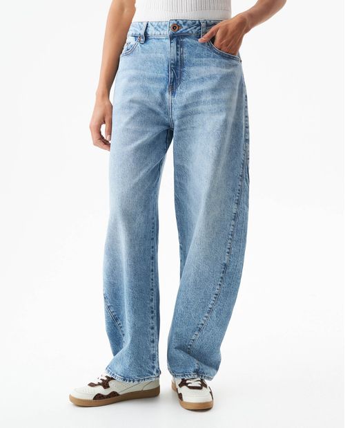 Jean Special Fit Ballon Tiro Alto para Mujer en Mezcla de Algodón y Tencel, Refinado