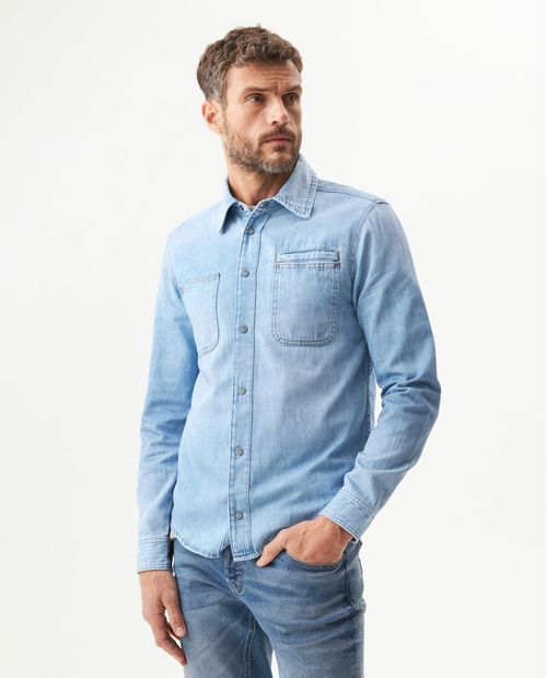 Camisa Manga Larga en Denim para Hombre