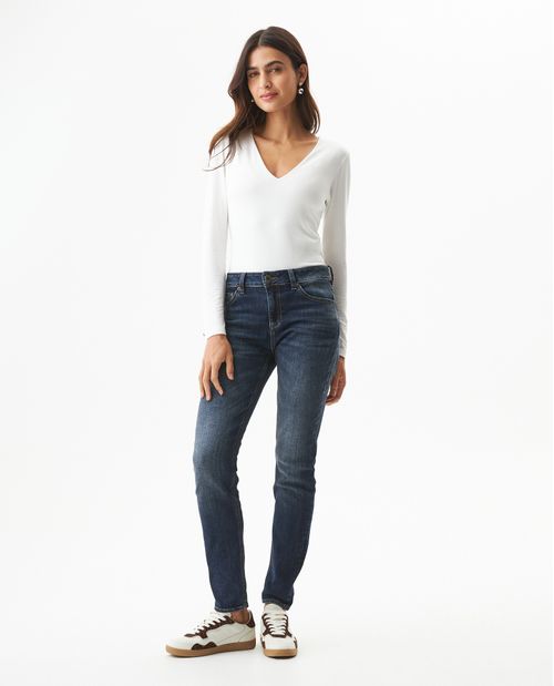 Jean Rusty Tiro Bajo para Mujer en Algodón y Poliéster, Horizonte