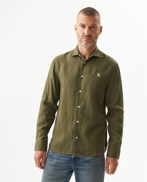 Camisa de Lino de Manga Larga para Hombre