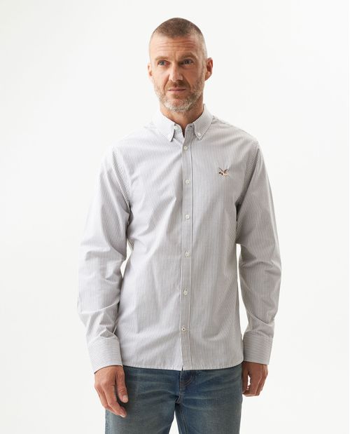 Camisa con Rayas Manga Larga para Hombre en Algodón