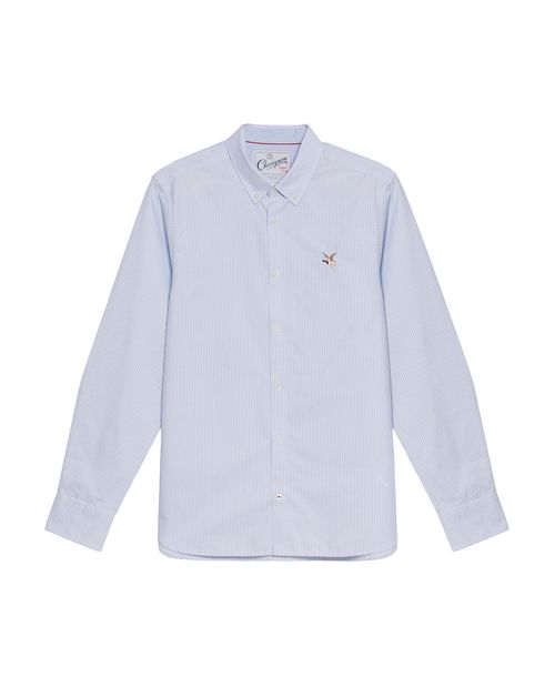 Camisa con Rayas Manga Larga para Hombre en Algodón