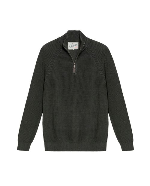 Suéter en Algodón con Cierre Corto y Mangas Raglán para Hombre