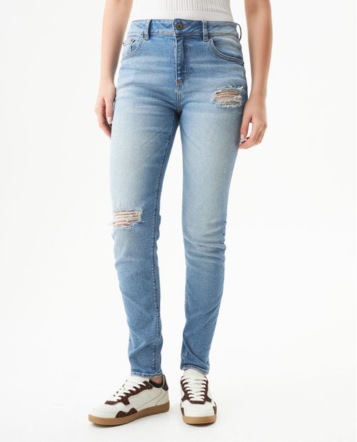 Jean Cosmo Tiro Alto para Mujer en Algodón Reciclado y Algodón, Ribera