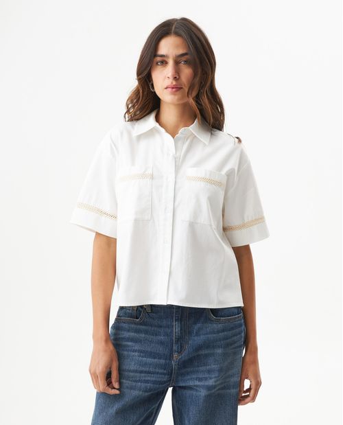 Camisa Silueta Recta Cropped para Mujer