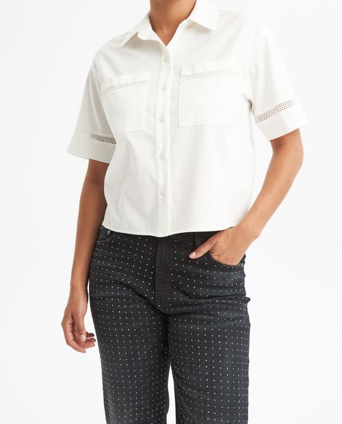 Camisa Silueta Recta Cropped para Mujer