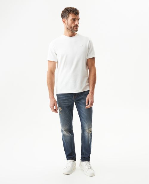 Jean Morrison para Hombre Slim Fit Tiro Medio en Algodón Orgánico, Ribera