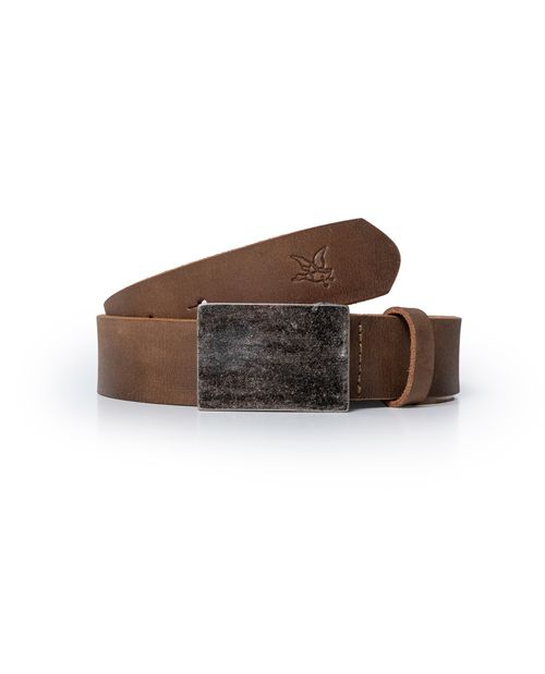Correa de Hombre Heritage con Chapa Rectangular en Cuero Crosta