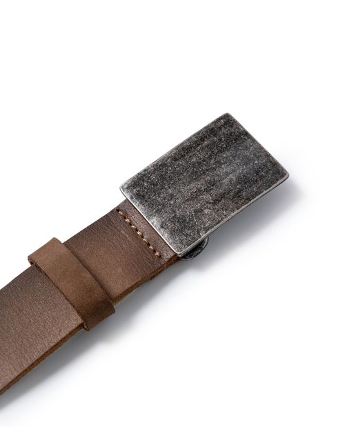 Correa de Hombre Heritage con Chapa Rectangular en Cuero Crosta