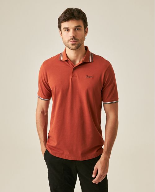 Camisa Polo de Hombre Classic Fit Manga Corta Mil Rayitas Tela Piqué en Mezcla de Algodón