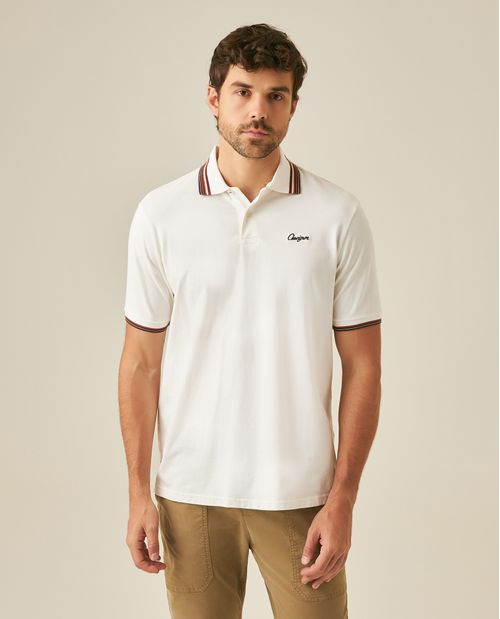 Camisa Polo de Hombre Classic Fit Manga Corta Mil Rayitas Tela Piqué en Mezcla de Algodón