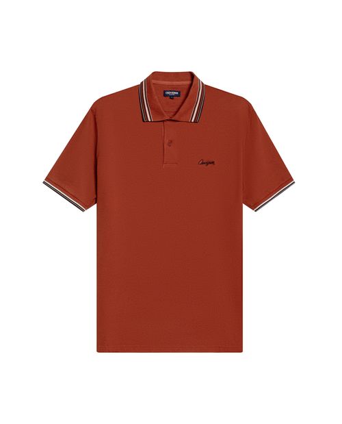 Camisa Polo de Hombre Classic Fit Manga Corta Mil Rayitas Tela Piqué en Mezcla de Algodón